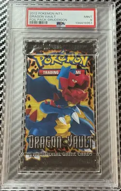2012 Pokemon Int'l Dragon Vault Druddigon PSA 9 Foil Booster Pack MINT Free Ship - Image 1