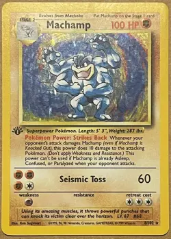 1999 Pokemon Machamp 8/102 Base Set 1st Edition Rare Holo - Image 1