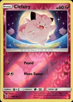 Pokemon Reverse Holo Clefairy (39) Hidden Fates 39/68 LP - Image 1