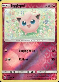 Pokemon Reverse Holo Jigglypuff Hidden Fates 41/68 LP - Image 1