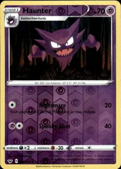 Pokemon Reverse Holo Haunter SWSH01: Sword & Shield Base Set 084/202 LP - Image 1