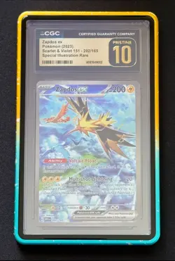 Zapdos EX 202/165 SIR CGC Pristine 10 Pokemon 151 Special Illustration Rare - Image 1