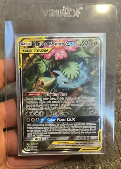 Pokemon TCG Venusaur and Snivy GX SM229 Full Art Tag Team Black Star Promo - Image 1
