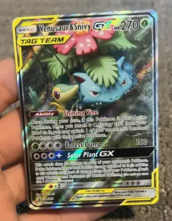Pokemon TCG Venusaur and Snivy GX SM229 Full Art Tag Team Black Star Promo - Image 2