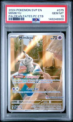 2024 POKEMON PALDEAN FATES POKEMON CENTER ETB PROMO SVP #075 MIMIKYU PSA 10 - Image 1