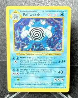 Poliwrath 13/102 Shadowless Holo 1999 Pokemon Base Set LP WOTC Rare - Image 1