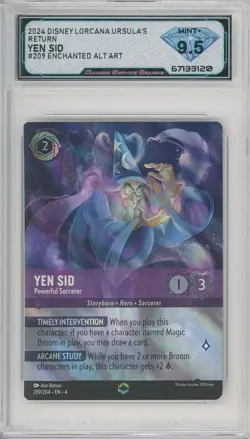 Lorcana Ursula's Return YEN SID POWERFUL SORCERER #209 Enchanted💎DSG 9.5 Mint+ - Image 1