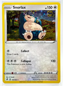 Snorlax 141/192 Cosmos Holo Pokemon Card 2020 Rebel Clash LP SWIRL - Image 1