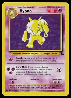 Pokemon Card - Hypno Fossil 23/62 Unlimited Rare - Image 1