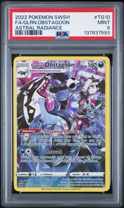 2022 Pokemon Astral Radiance # TG10 Full Art Galarian Obstagoon PSA 9 Card MINT! - Image 1