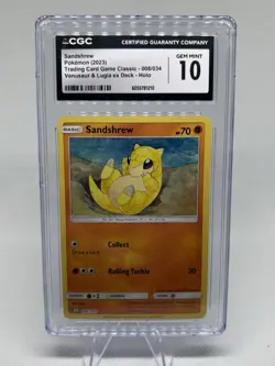 Pokemon Sandshrew 008/034 Trading Card Game Classic Holo CGC 10 GEM MINT - Image 1