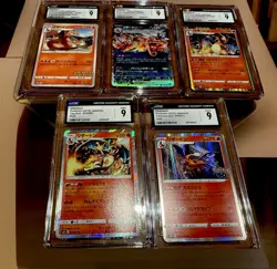 💥Pokemon Japanese CGC Graded 9 Mint! 5 Card/Slab Charizard Bundle! #3‼ - Image 1