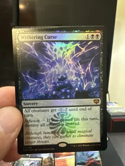 MTG Withering Curse Mythic Foil Secrets of Strixhaven Crimped Error Magic Card - Image 1