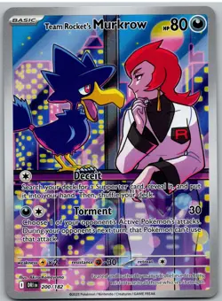 Team Rocket's Murkrow 200/182 Illustration Rare Destined Rivals Pokemon NM - Image 1
