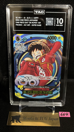 TAG GEM MINT 10 Monkey D. Luffy OP07-109 SR Promo Premium Card ONE PIECE JP③ - Image 1