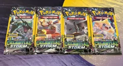 Pokemon Celestial Storm 3 Card Mini Booster Packs Complete Art Set Lot of 4 - Image 1