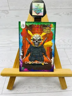 Pikachu as Chromeskull Lazer Holo Non- Pokemon Fan Art Holyday Edition Card - Image 1