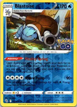 Blastoise 017/078 Holo Rare Pokemon GO Pokemon Reverse Holo LP - Image 1