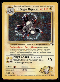 2000 Pokemon Gym Heroes: Holo Rare Lt. Surge's Magneton 8/132 Swirl HP WOTC VTG - Image 1