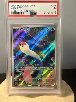 2023 POKEMON SVI EN-SCARLET & VIOLET ILLUSTRATION RARE #206 WIGLETT PSA 7 - Image 1