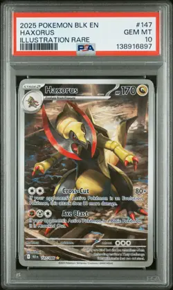 2025 Pokemon Haxorus Sv: Black Bolt Illustration Rare #147/086 Holo PSA 10 - Image 1