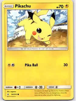 Pokemon TCG Pikachu 54/214 Unbroken Bonds Non Holo Rare Lightly Played - Image 1