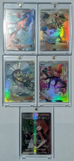High-End Pokemon Full Art Trainer Lot - Lillie, Brigette, Mallow, Skyla, Mars - Image 1
