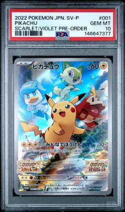 2022 POKEMON JAPANESE SV PROMO SCARLET & VIOLET PRE-ORDER #001 PIKACHU PSA 10 - Image 1