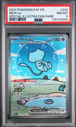 2024 POKEMON PAF EN-PALDEAN FATES SPECIAL ILLUSTRATION RARE #232 MEW EX PSA 8 - Image 1