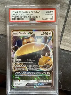 2016 POKEMON SM BLACK STAR PROMO SNORLAX GX BOX #SM05 SNORLAX GX-HOLO PSA 8 - Image 1