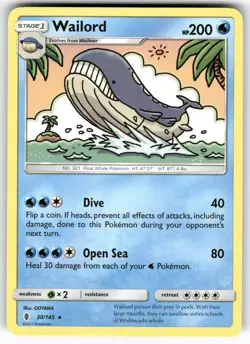 Wailord 30/145 Rare Guardians Rising Pokemon Near Mint - Image 1