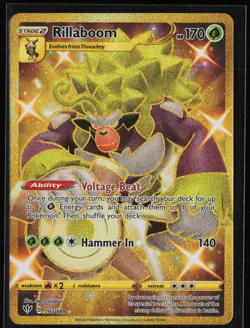 Rillaboom 197/189 Secret Rare Darkness Ablaze Pokemon Holo Near Mint - Image 1