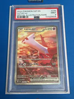 2024 Pokemon Surging Sparks Latias ex #239 Special Illustration Rare PSA 9 - Image 1