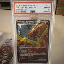 2025 POKEMON JPN SV10-GLORY OF TEAM ROCKET #112 TEAM ROCKET'S MOLTRES EX PSA 10 - Image 1