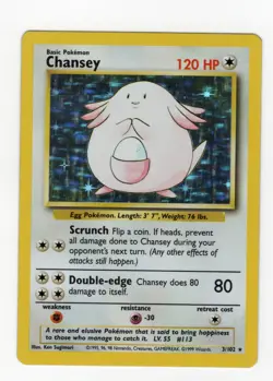 Base Set Chansey #003/102 Holo Rare Pokemon Card - Image 1