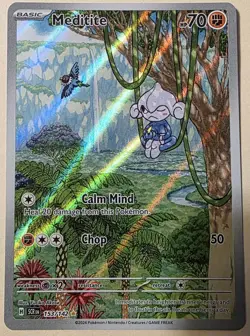 Pokemon Meditite - 153/142 Stellar Crown Holo Illustration Rare - Image 1