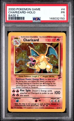 2000 POKEMON BASE SET 2 #4 CHARIZARD-HOLO PSA 1 - Image 1
