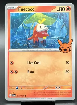 Pokemon Fuecoco 023/182 Paradox Rift Stamped 2024 Trick-or-Trade NM - Image 1