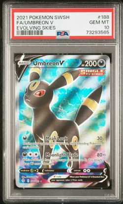 2021 Pokemon SWSH FA/Umbreon V #188/203 Elvolving Skies PSA 10 - Image 1