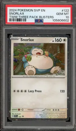 Pokemon Snorlax Twilight Masquerade Three Pk. Blisters Promo SVP EN 122 PSA 10 - Image 1