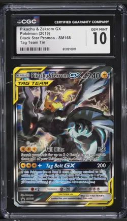 2019 Pokemon Tag Team Promo Pikachu & Zekrom GX #SM168 CGC 10 - Image 1