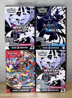 Pokemon Booster Bundle Lot Black Bolt, Mega, White Flare x2 NEW Sealed - Image 1