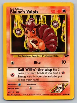 BLAINE'S VULPIX 66/132 COMMON GYM CHALLENGE POKEMON DMG - Image 1
