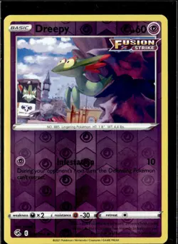 Pokemon Dreepy 128/264 Fusion Strike Reverse Holo Common 4 Card Lot - Image 1