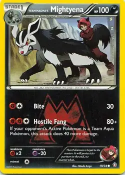 Team Magma's Mightyena 19/34 Double Crisis Rare NM Pokemon TCG - Image 1
