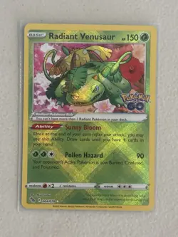2022 Pokemon Go 004 011 018 Radiant Venusaur Charizard Blastoise Raw Starter Set - Image 2