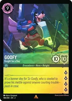 Disney Lorcana Goofy Knight for a Day 180/204 Cold Foil Rise of the Floodborn - Image 1