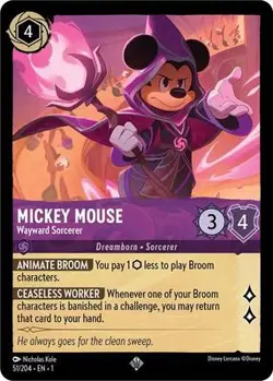 Mickey Mouse - Wayward Sorcerer 51/204 NM Reg Disney Lorcana - Image 1