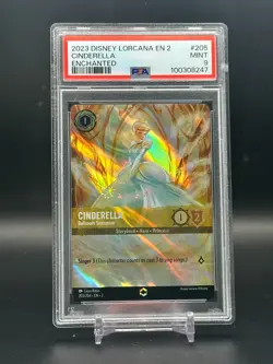 2023 DISNEY LORCANA EN 2 CINDERELLA ENCHANTED #205 PSA 9 Mint - Image 1