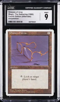 1995 MAGIC: THE GATHERING FOURTH ED (ALTERNATE) UNCOMMON GLASSES OF URZA CGC 9 - Image 1